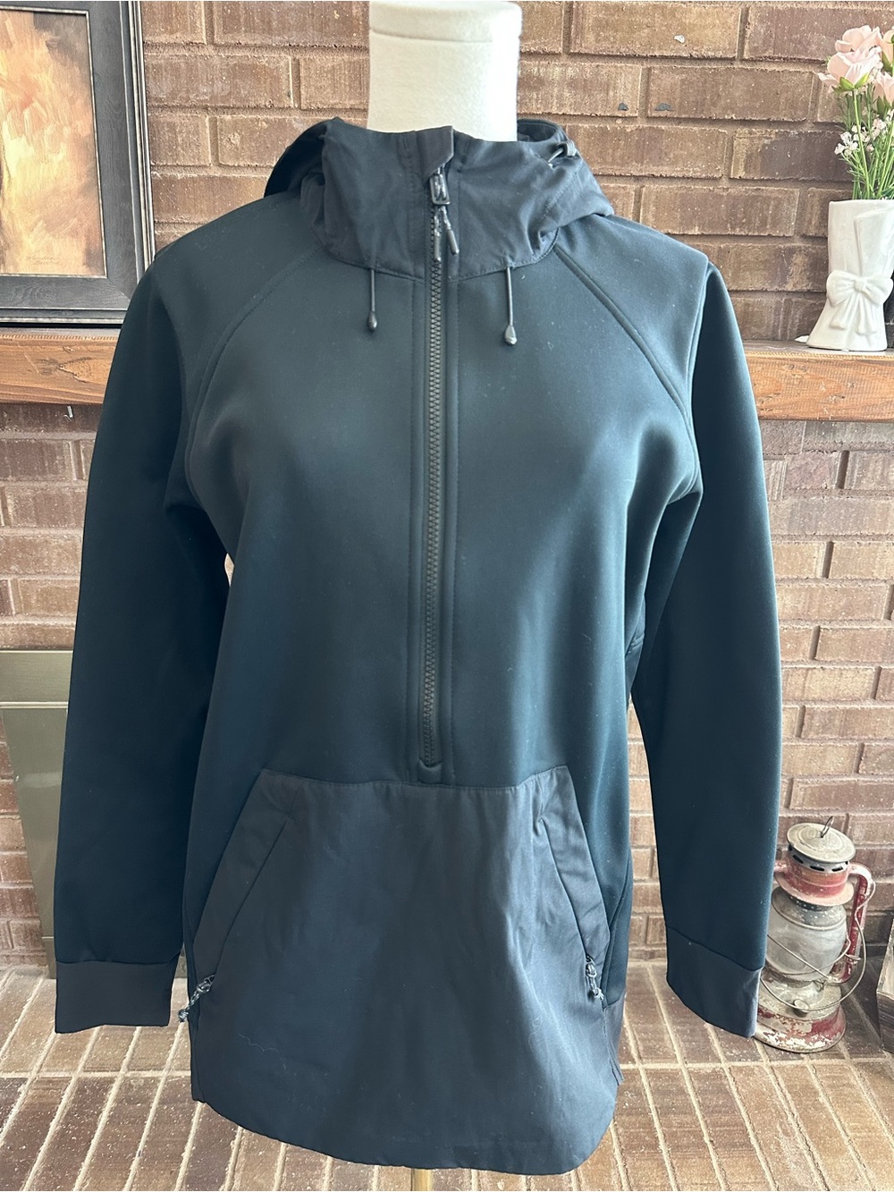 Burton Black Hooded Half-Zip Windbreaker
